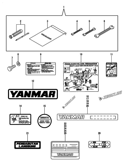  Инструменты и шильды двигателя Yanmar TF105MR(-E)