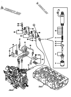  Двигатель Yanmar 3TNV88F-UGGE, узел -  Форсунка 