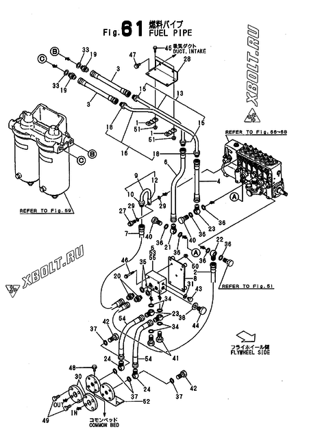  Топливопровод двигателя Yanmar 6LAALCDT(C03
