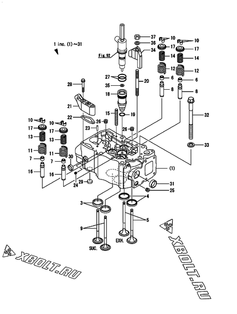  Головка блока цилиндров (ГБЦ) двигателя Yanmar AY40L-ET