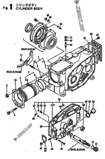  Двигатель Yanmar TF55H-DI, узел -  Корпус блока цилиндров 