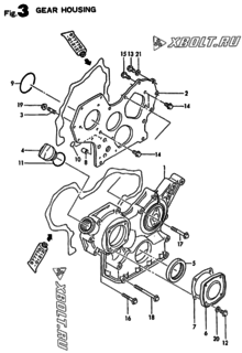  Двигатель Yanmar 4TN82E-S, узел -  Корпус редуктора 