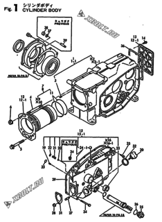  Двигатель Yanmar TF90-HI, узел -  Корпус блока цилиндров 