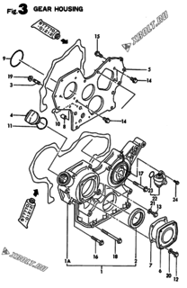  Двигатель Yanmar 4TN82E-G1, узел -  Корпус редуктора 