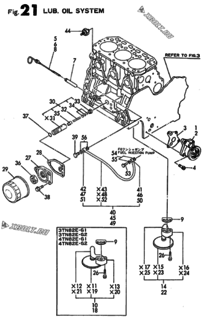  Двигатель Yanmar 4TN82E-G1, узел -  Система смазки 