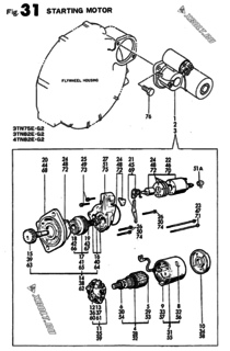  Двигатель Yanmar 3TN75E-G2, узел -  СТАРТЕР 