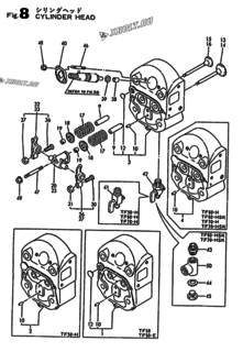  Двигатель Yanmar TF60, узел -  Головка блока цилиндров (ГБЦ) 