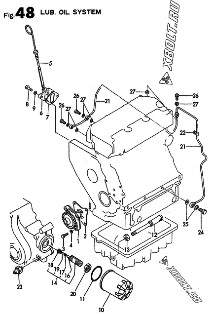  Система смазки двигателя Yanmar 3T72HLEG1
