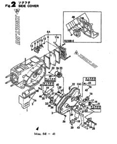  Двигатель Yanmar TS230R-Q, узел -  Корпус редуктора 