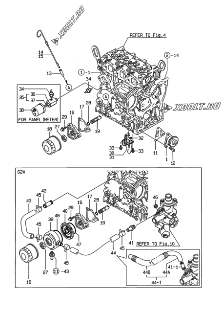  Система смазки двигателя Yanmar 3TNE74C-SA