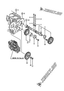 Двигатель Yanmar 3TNE82A-G1A, узел -  Распредвал и приводная шестерня 