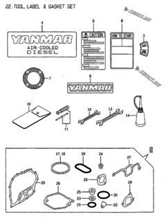  Двигатель Yanmar L70AE-D(EGTM, узел -  Инструменты, шильды и комплект прокладок 