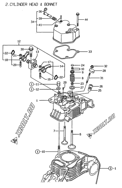  Головка блока цилиндров (ГБЦ) двигателя Yanmar L100EE-D