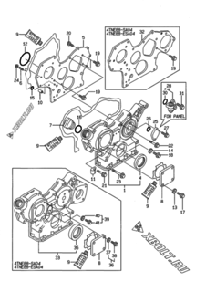  Двигатель Yanmar 4TNE88-G1A01, узел -  Корпус редуктора 