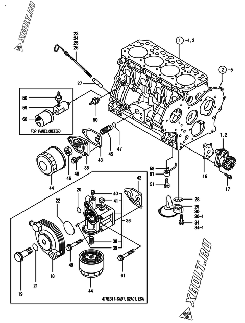  Система смазки двигателя Yanmar 4TNE84T-EG1A