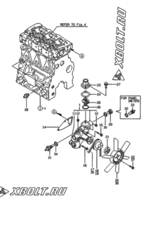  Двигатель Yanmar 3TNE82AC-G1A, узел -  Система водяного охлаждения 