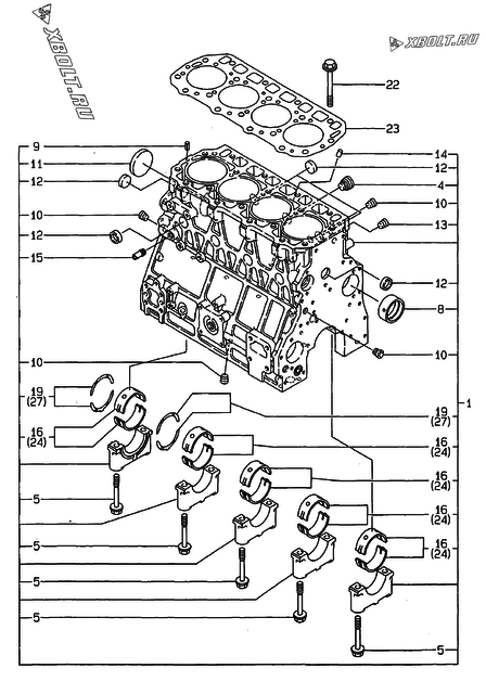  Блок цилиндров двигателя Yanmar 4TNE106-SA