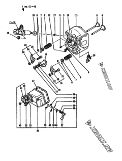  Двигатель Yanmar TS190R-F1, узел -  Головка блока цилиндров (ГБЦ) 