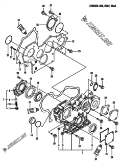  Двигатель Yanmar 3TNV82A-DSA, узел -  Корпус редуктора 