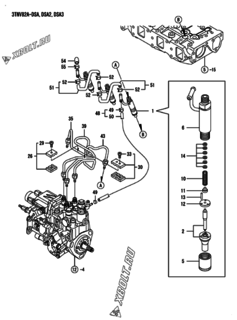  Двигатель Yanmar 3TNV82A-DSA, узел -  Форсунка 