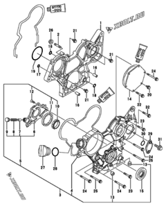  Двигатель Yanmar 3TNV70-ASAT, узел -  Корпус редуктора 