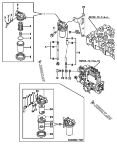  Двигатель Yanmar 3TNV70-ASAT, узел -  Топливопровод 
