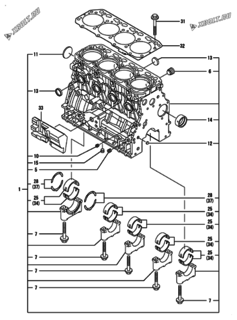  Двигатель Yanmar 4TNV88-XWL, узел -  Блок цилиндров 
