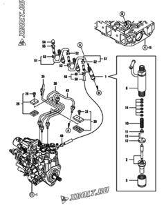 Двигатель Yanmar 3TNV88-NBK, узел -  Форсунка 