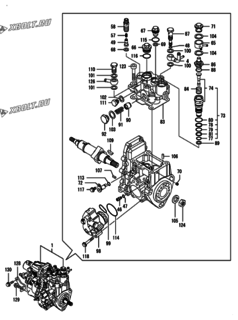  Двигатель Yanmar 4TNV84T-DMW, узел -  Топливный насос высокого давления (ТНВД) 