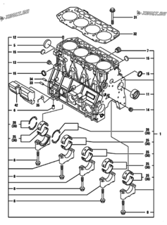  Двигатель Yanmar 4TNV98-NU2, узел -  Блок цилиндров 
