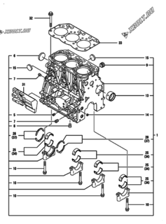  Двигатель Yanmar 3TNV84-MU2, узел -  Блок цилиндров 