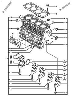  Двигатель Yanmar 4TNV88-GGEP, узел -  Блок цилиндров 