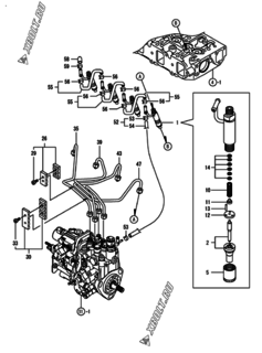  Двигатель Yanmar 4TNV88-GGEP, узел -  Форсунка 