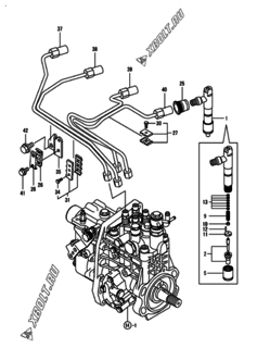  Двигатель Yanmar 4TNV98T-NSAP, узел -  Форсунка 