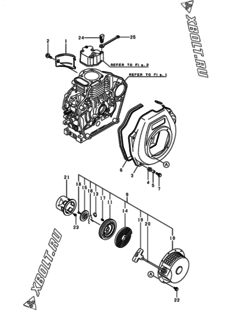  Двигатель Yanmar L48V6DF1F1AA, узел -  Пусковое устройство 