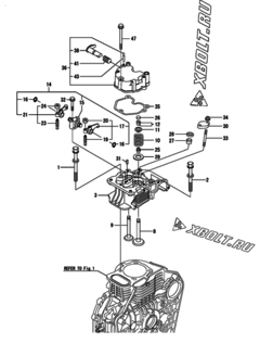  Двигатель Yanmar L100N6-MTMR, узел -  Головка блока цилиндров (ГБЦ) 