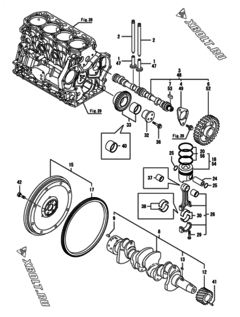  Двигатель Yanmar ANCP850J-P(B), узел -  Распредвал, коленвал и поршень 