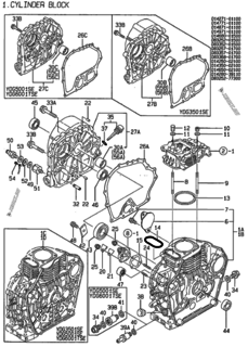  Двигатель Yanmar YDG6001TSE, узел -  Блок цилиндров 