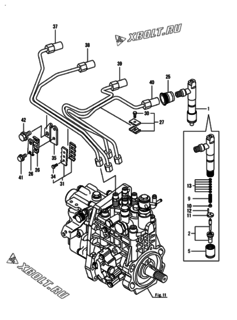  Двигатель Yanmar 4TNV98-IGEHR, узел -  Форсунка 