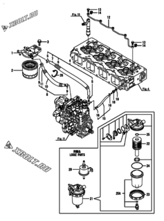  Двигатель Yanmar 4TNV98-IGEHR, узел -  Топливопровод 