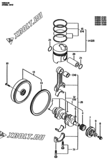  Двигатель Yanmar 3TNA68L-UNH2, узел -  Коленвал и поршень 