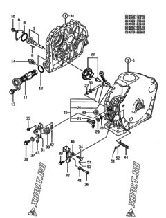  Двигатель Yanmar L100ADEVSA, узел -  Масляный насос и регулятор оборотов 