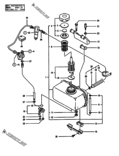  Двигатель Yanmar L100ADEVSA, узел -  Топливный бак и топливопровод 