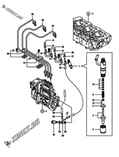  Двигатель Yanmar 3TNE82A-YB, узел -  Форсунка 