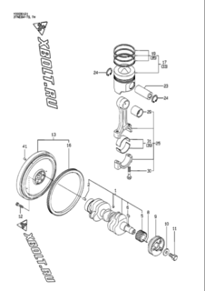  Двигатель Yanmar 3TNE84-TH, узел -  Коленвал и поршень 
