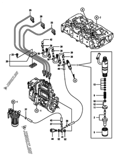  Двигатель Yanmar 3TNE84-TH, узел -  Форсунка 