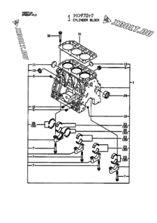  Двигатель Yanmar 3TNE84T-FL3, узел -  Блок цилиндров 