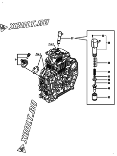  Двигатель Yanmar L100V6-KEDKS2, узел -  Топливный насос высокого давления (ТНВД) и форсунка 