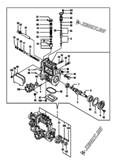  Двигатель Yanmar 3TNV70-DTS, узел -  Топливный насос высокого давления (ТНВД) 