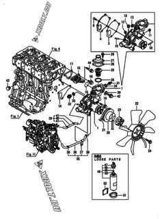  Двигатель Yanmar 3TNV88-BQIKA1, узел -  Система водяного охлаждения 